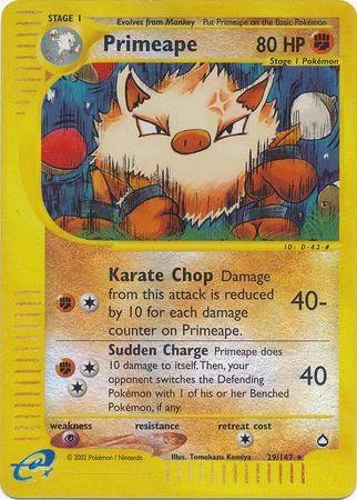 Primeape #29 — Aquapolis (Reverse Holo)