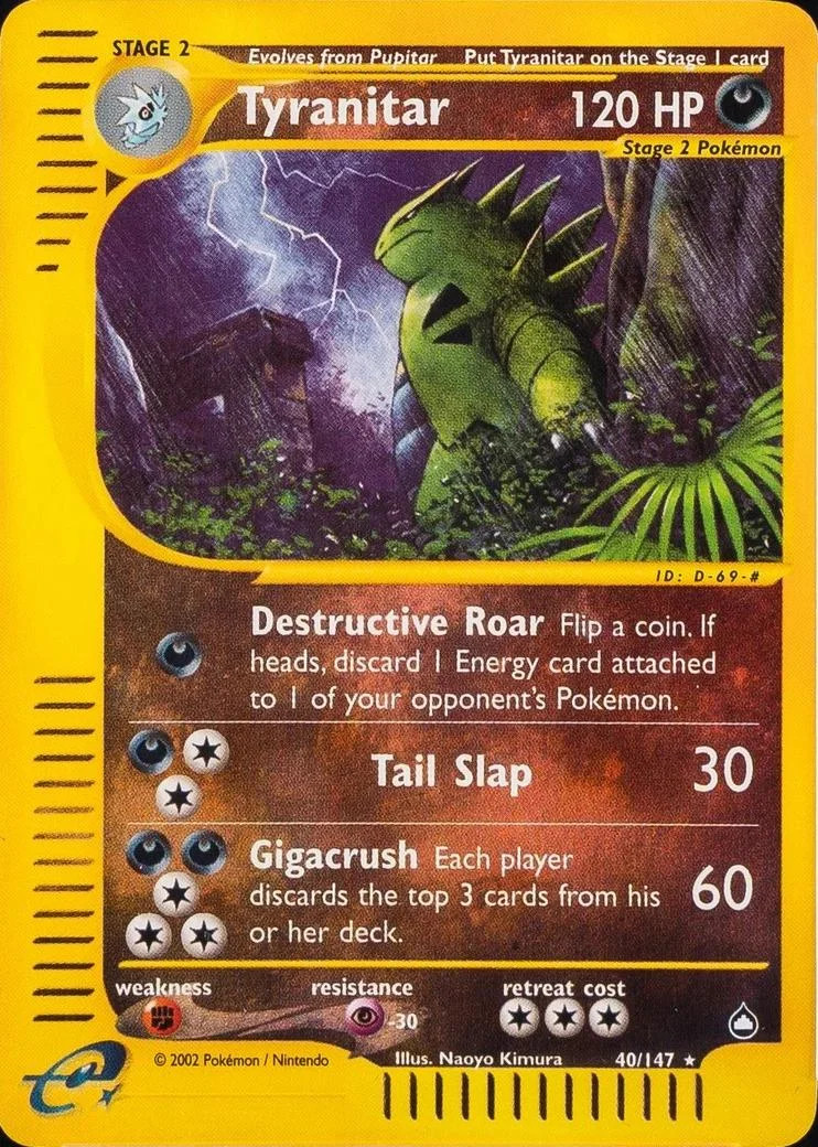 Tyranitar #40 — Aquapolis (Reverse Holo)