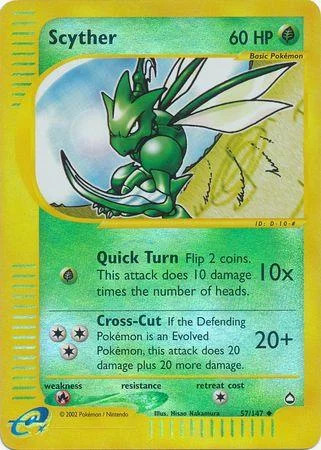 Scyther #57 — Aquapolis (Reverse Holo)