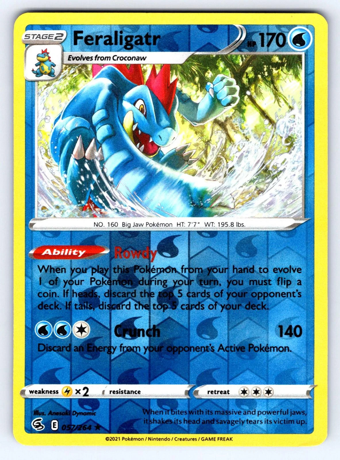 Feraligatr #057 — Golpe Fusão (Reverse Holo)