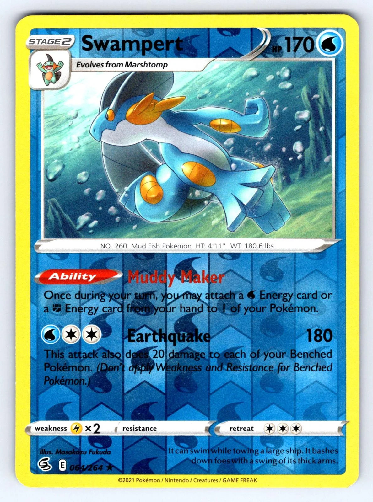 Swampert #064 — Golpe Fusão (Reverse Holo)