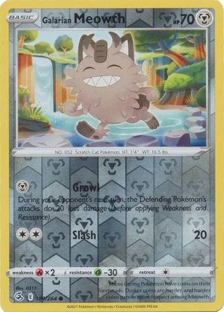 Meowth de Galar #180 — Golpe Fusão (Reverse Holo)