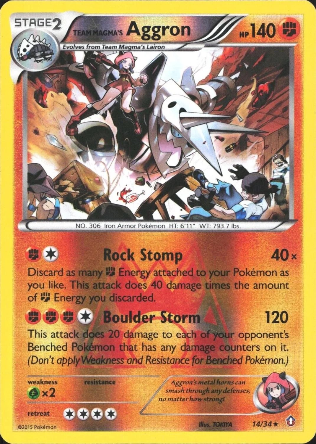 Aggron #14 — Double Crisis (Reverse Holo)