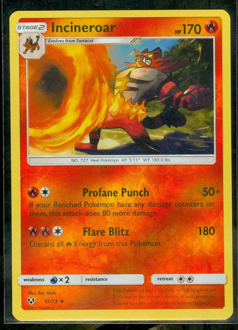 Incineroar #17 — Shining Legends (Reverse Holo)