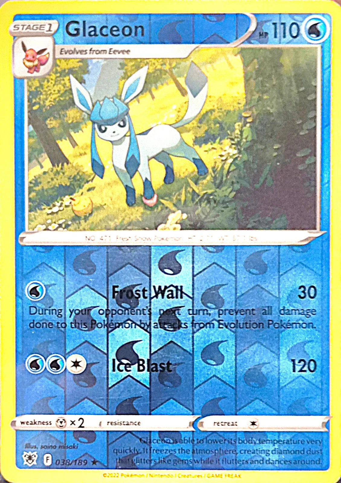 Glaceon #038 — Resplandor Astral (Reverse Holo)