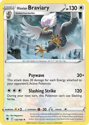 Braviary di Hisui #132 — Lucentezza Siderale (Reverse Holo)