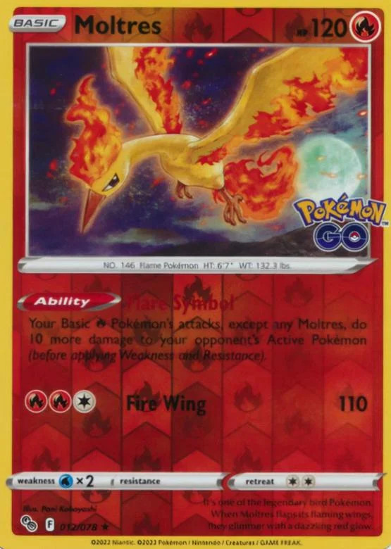 Moltres #012 — Pokémon GO (Reverse Holo)