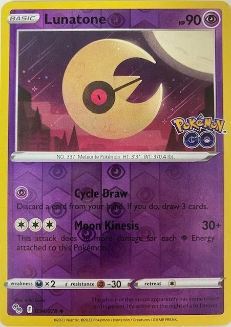 Lunastein #034 — Pokémon GO (Reverse Holo)