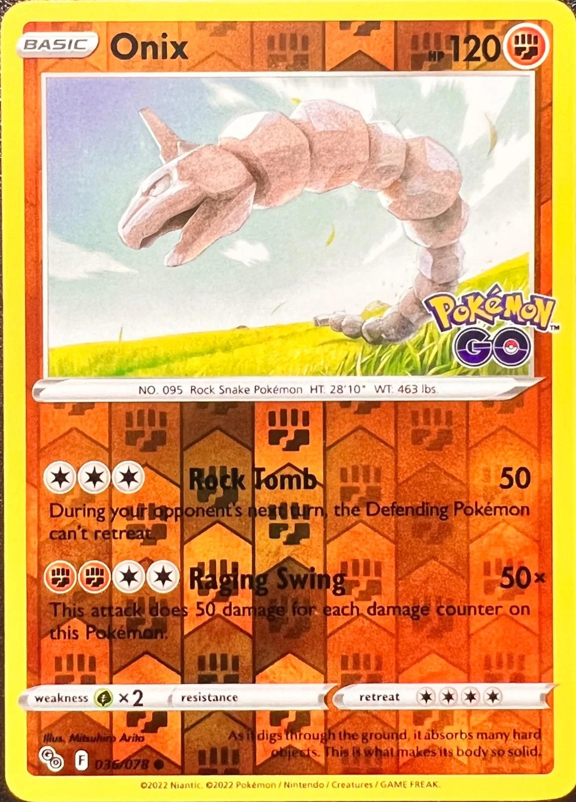 Onix #036 — Pokémon GO (Reverse Holo)