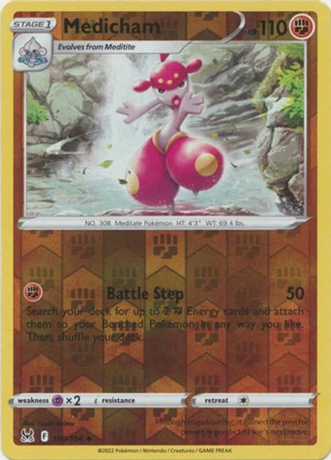 Medicham #100 — Origen Perdido (Reverse Holo)