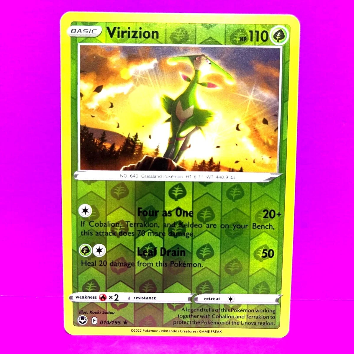 Virizion #014 — Tempestad Plateada (Reverse Holo)