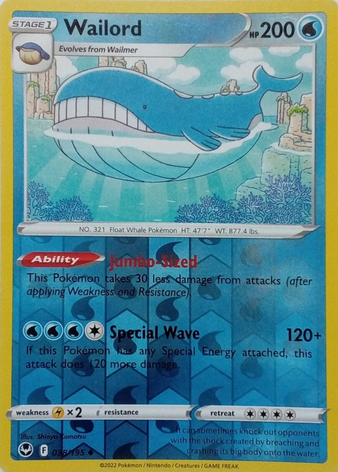 Wailord #038 — Tempestad Plateada (Reverse Holo)