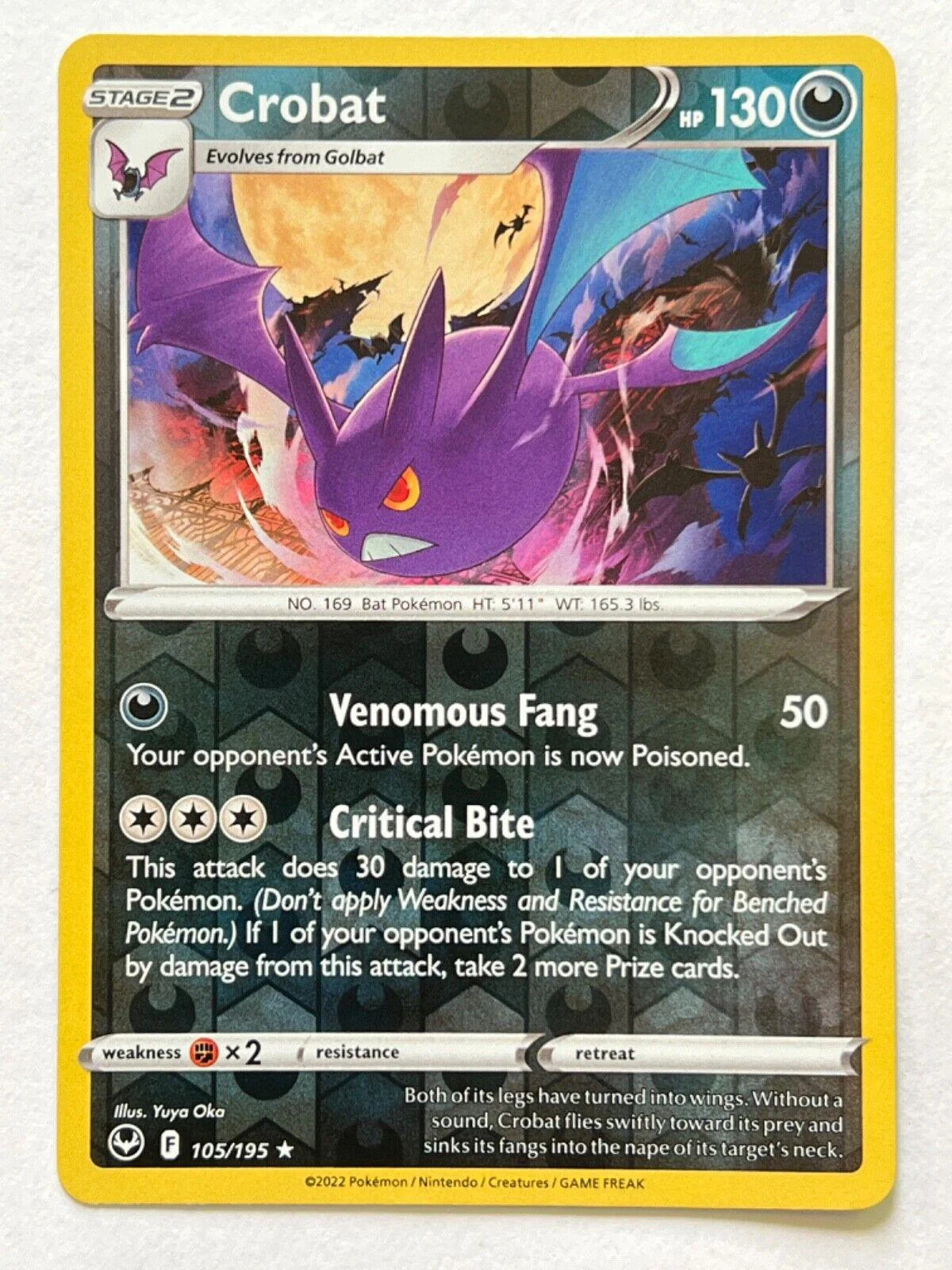 Crobat #105 — Tempestad Plateada (Reverse Holo)