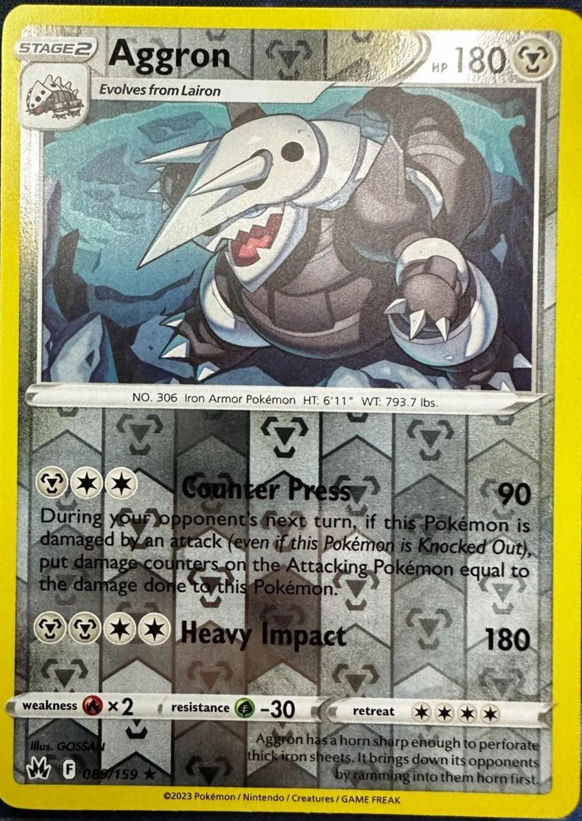 Aggron #089 — Cenit Supremo (Reverse Holo)