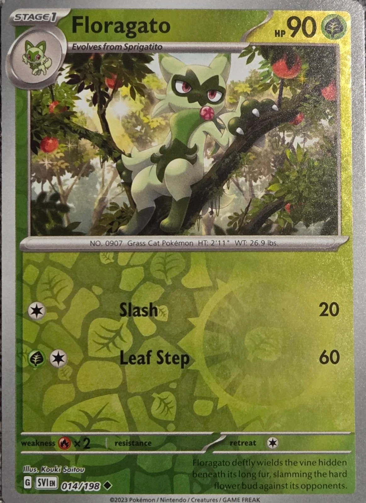 Floragato #014 — Escarlate e Violeta (Reverse Holo)