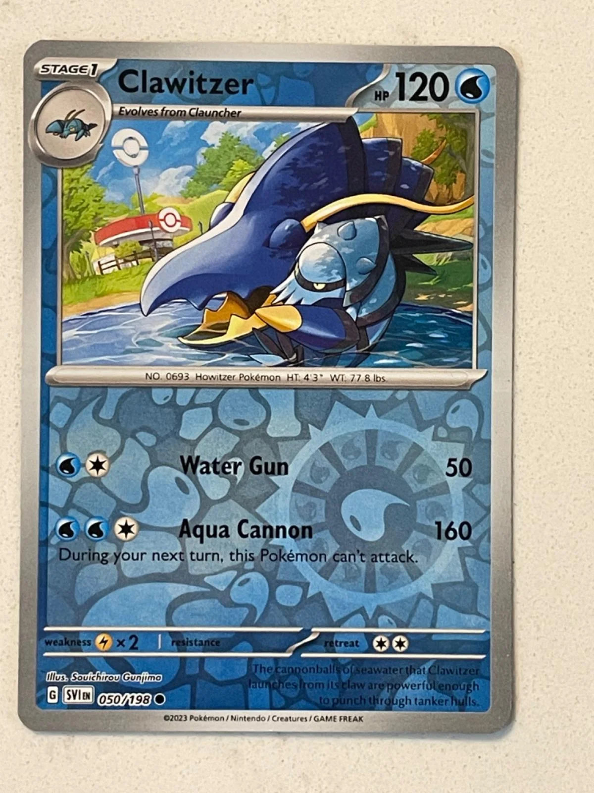 Clawitzer #050 — Scarlatto e Violetto (Reverse Holo)
