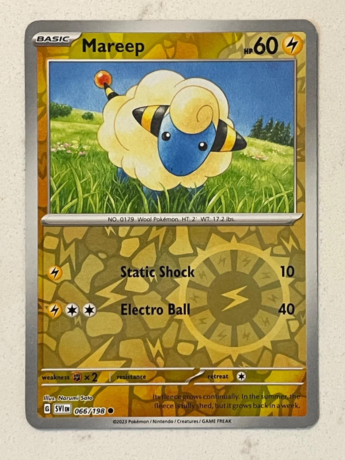 Mareep #066 — Escarlata y Púrpura (Reverse Holo)