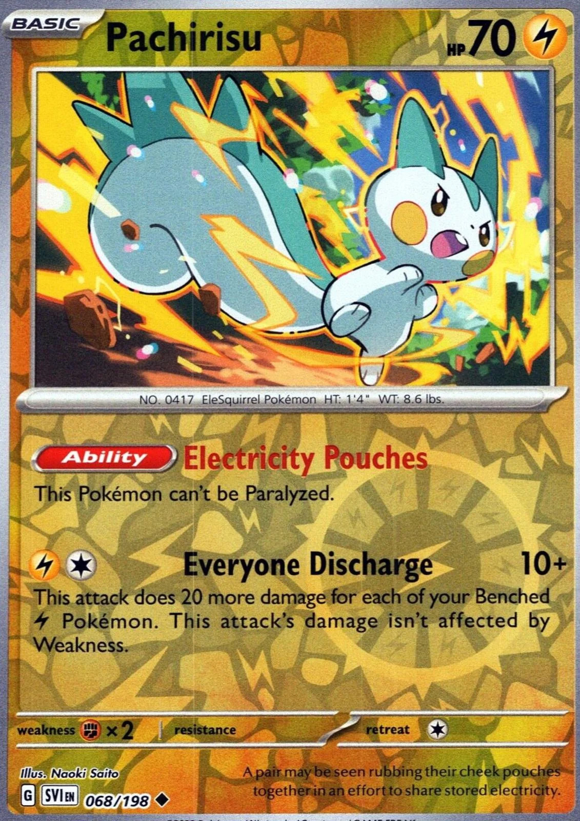 Pachirisu #068 — Escarlate e Violeta (Reverse Holo)