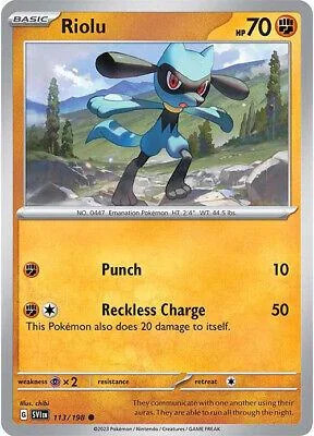 Riolu #113 — Scarlatto e Violetto (Reverse Holo)