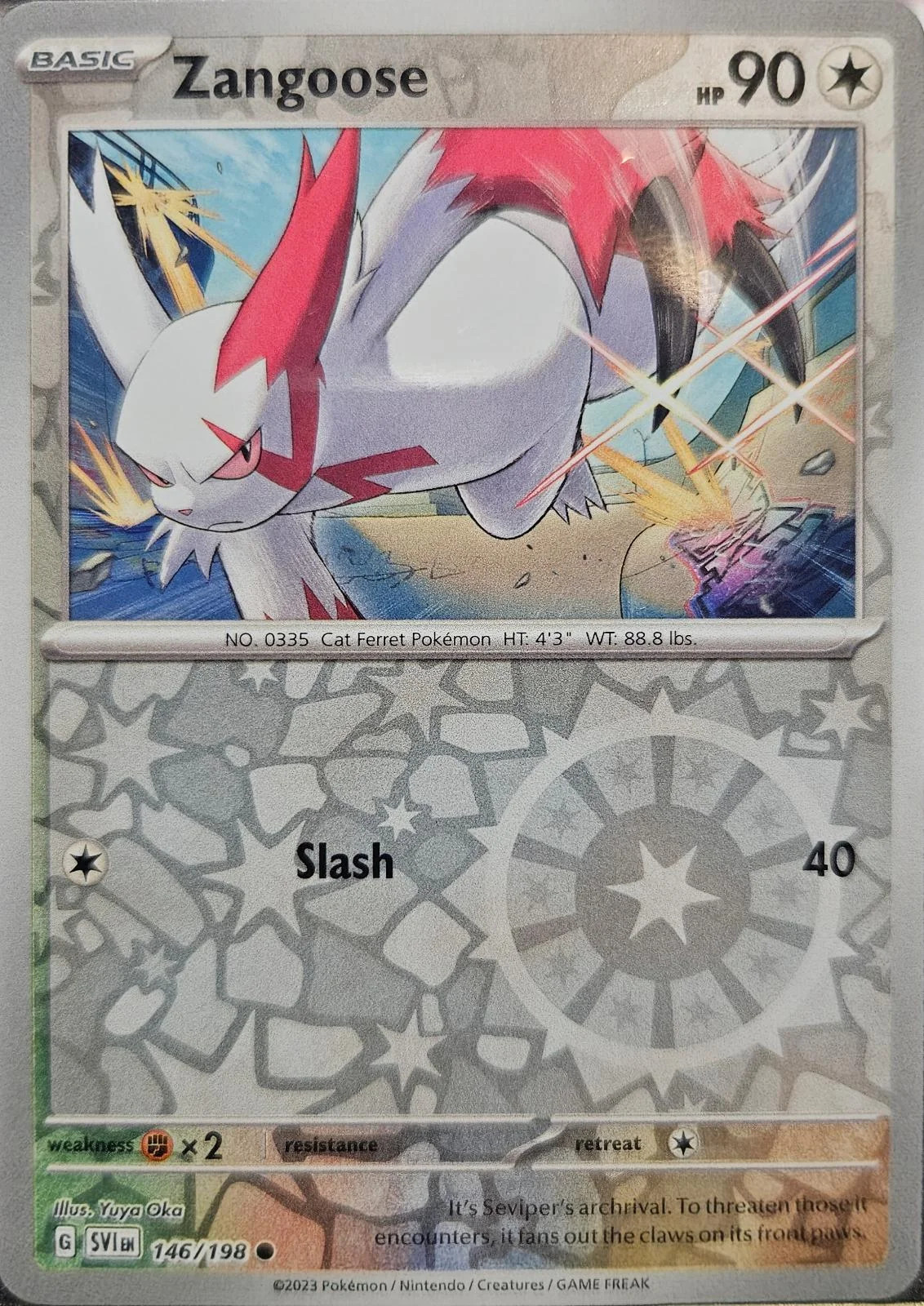 Zangoose #146 — Scarlatto e Violetto (Reverse Holo)