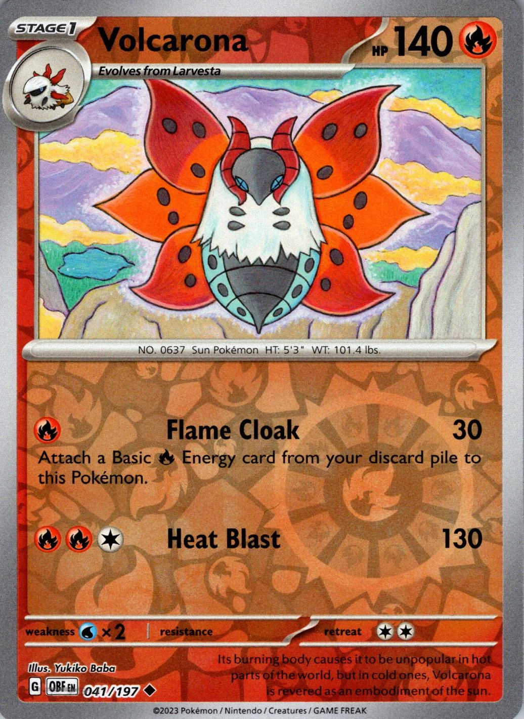 Volcarona #041 — Llamas Obsidianas (Reverse Holo)