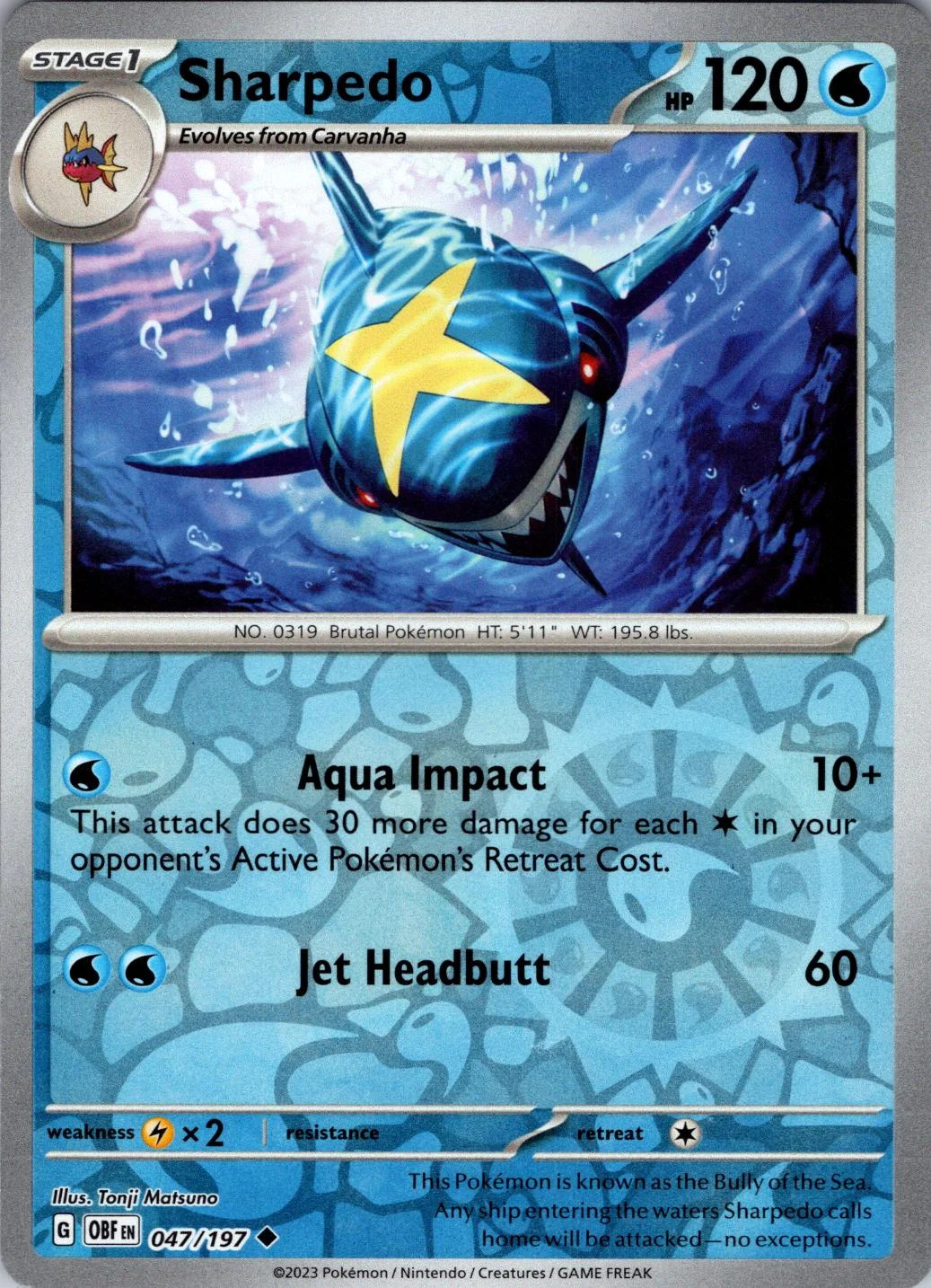 Sharpedo #047 — Obsidiana em Chamas (Reverse Holo)