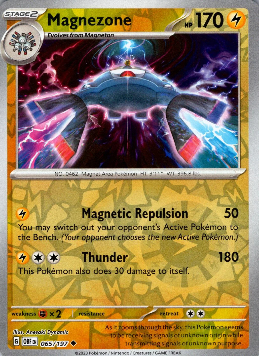 Magnezone #065 — Obsidiana em Chamas (Reverse Holo)
