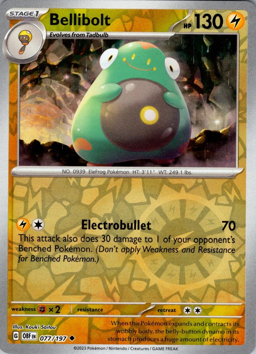 Bellibolt #077 — Llamas Obsidianas (Reverse Holo)