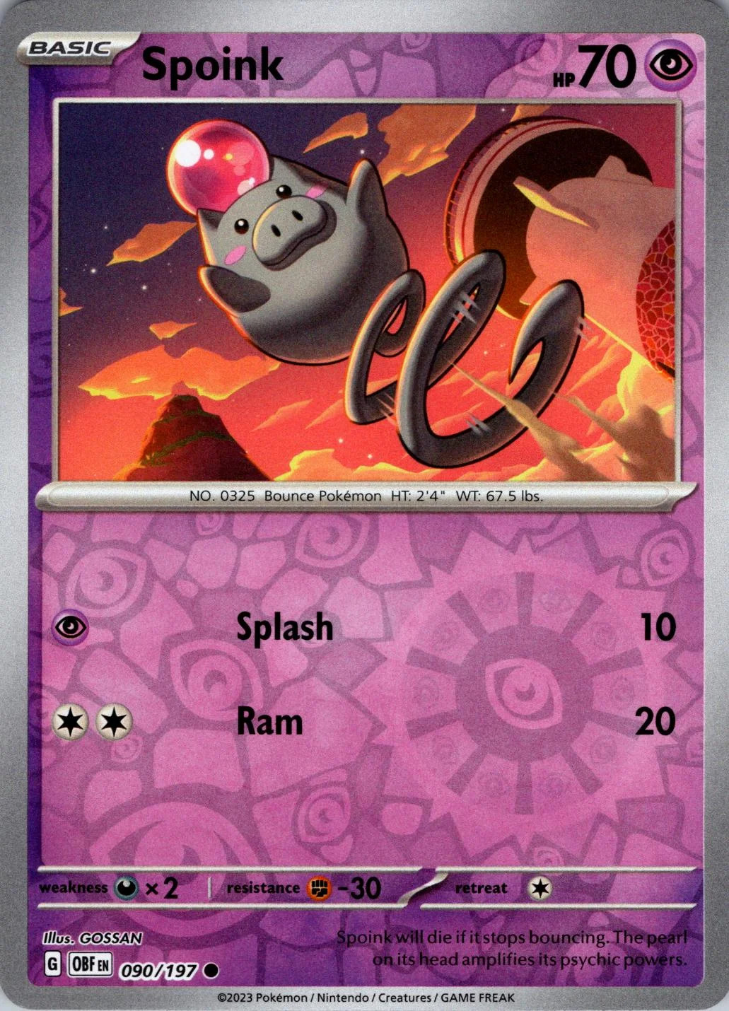 Spoink #090 — Obsidiana em Chamas (Reverse Holo)