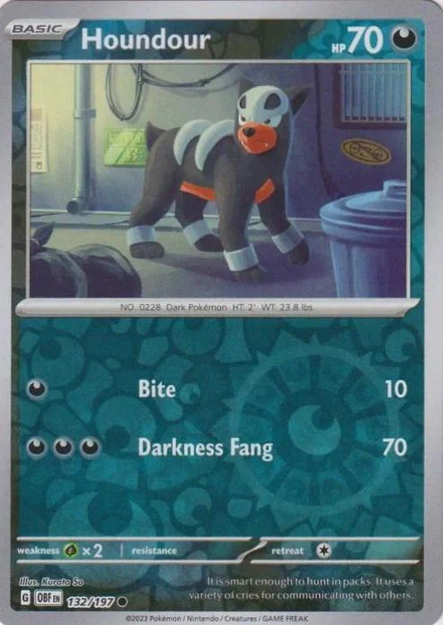 Houndour #132 — Obsidiana em Chamas (Reverse Holo)