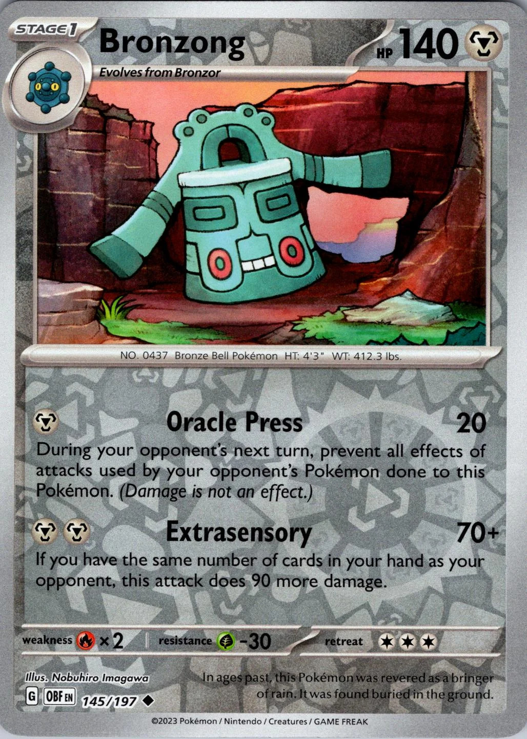 Bronzong #145 — Ossidiana Infuocata (Reverse Holo)