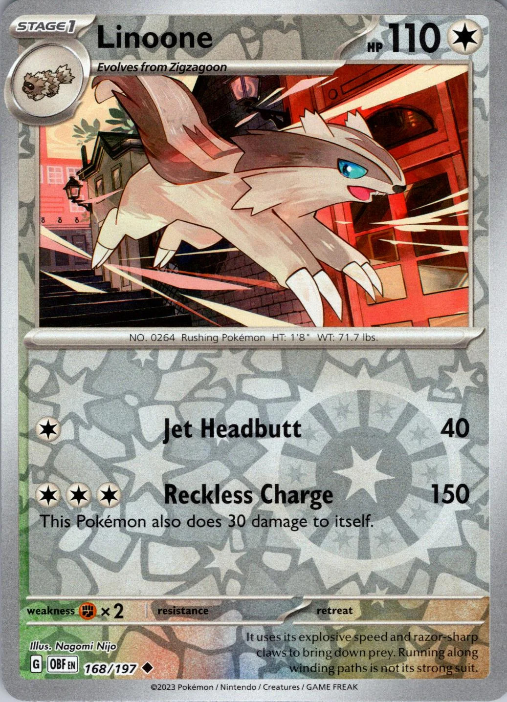 Linoone #168 — Obsidiana em Chamas (Reverse Holo)
