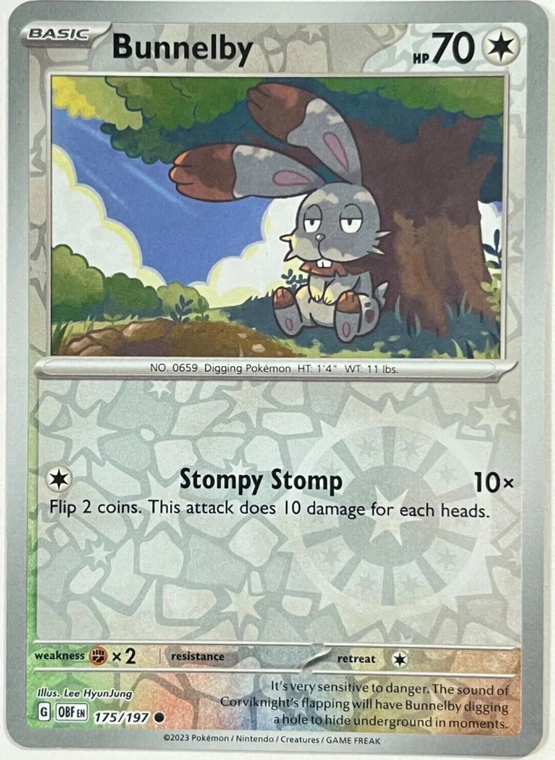 Bunnelby #175 — Obsidiana em Chamas (Reverse Holo)