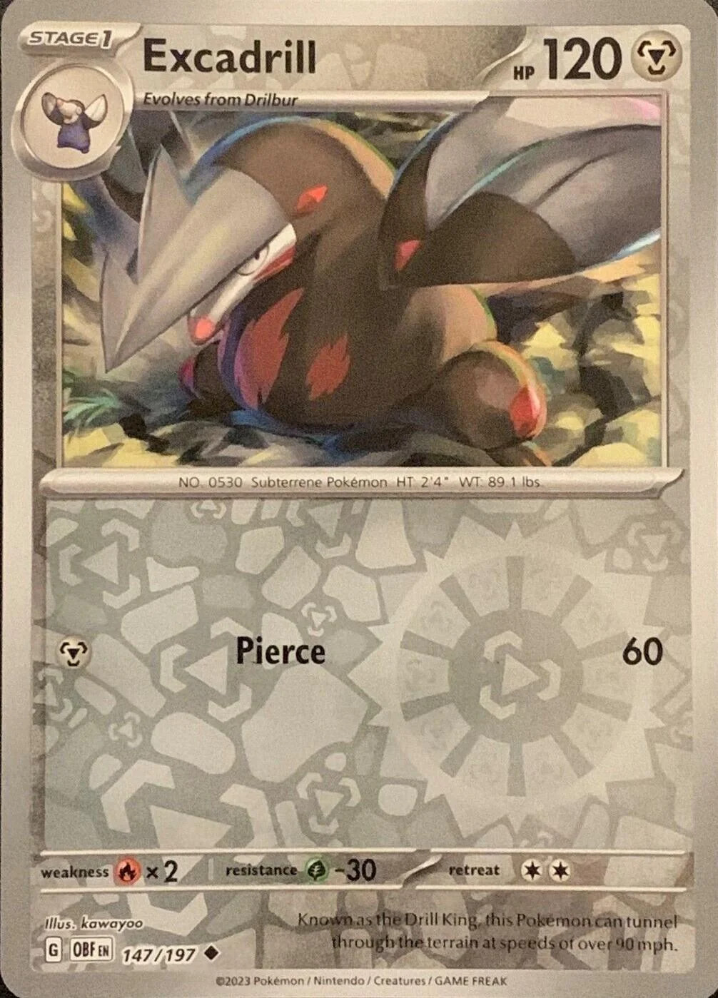 Excadrill #147 — Obsidian Flames (Reverse Holo)