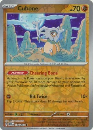 Cubone #104 — 151 (Reverse Holo)