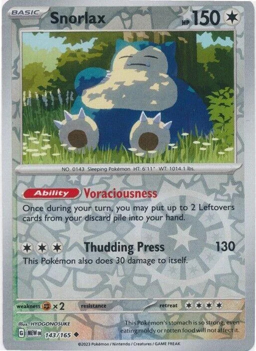 Snorlax #143 — 151 (Reverse Holo)