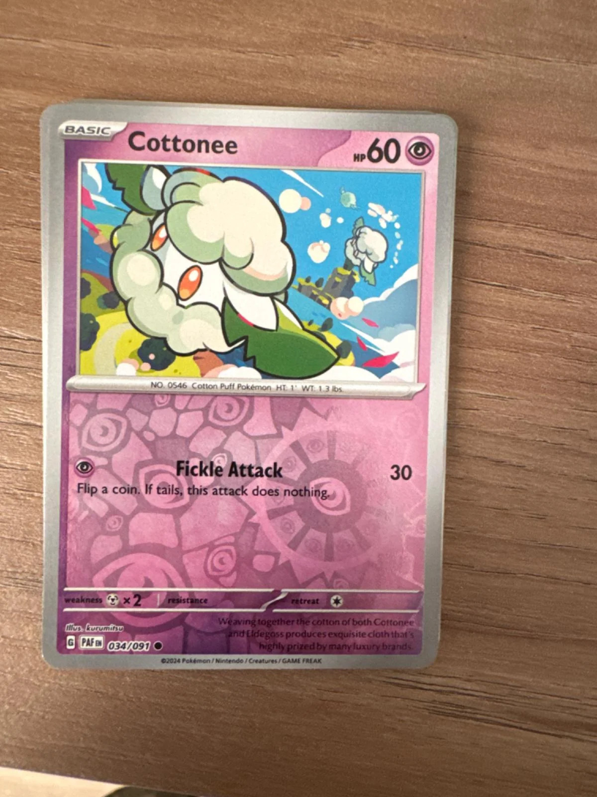 Cottonee #034 — Destinos de Paldea (Reverse Holo)