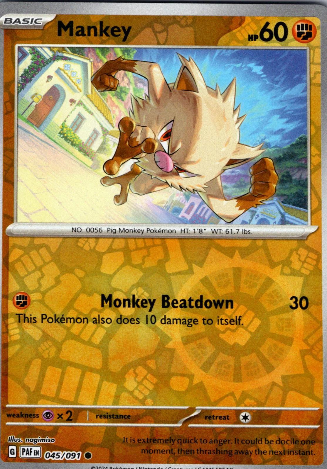 Mankey #045 — Destinos de Paldea (Reverse Holo)