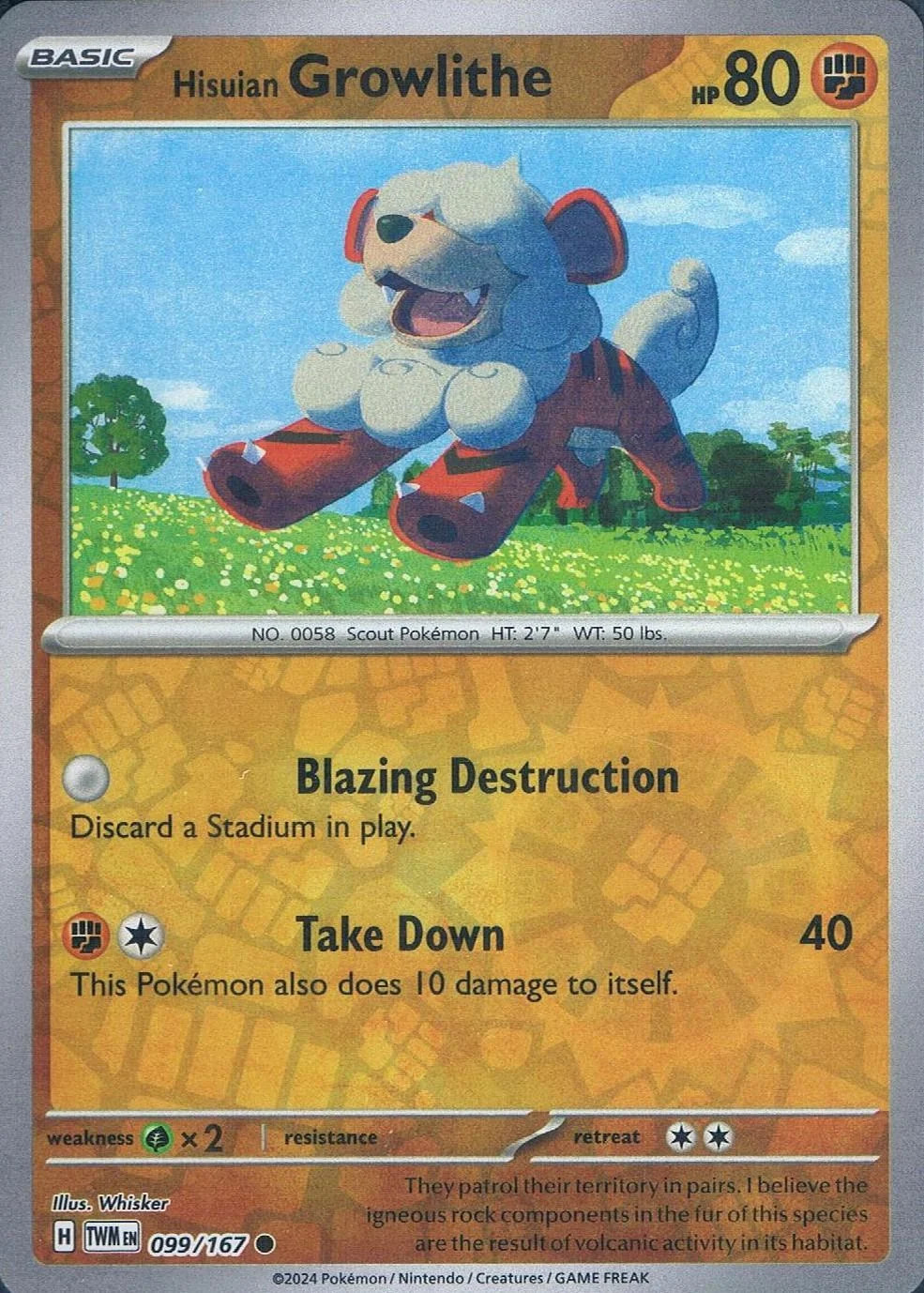 Growlithe de Hisui #099 — Máscaras do Crepúsculo (Reverse Holo)