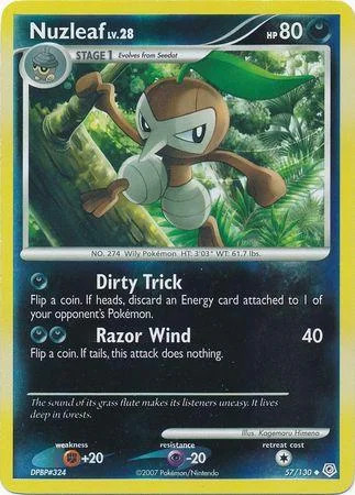Nuzleaf Lv.28 #57 — Diamante & Pérola (Reverse Holo)