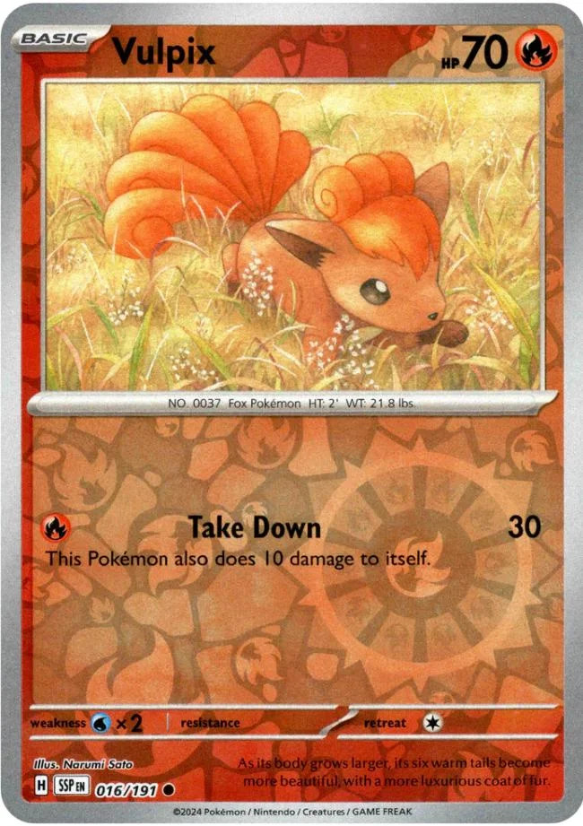 Vulpix #016 — Chispas Fulgurantes (Reverse Holo)