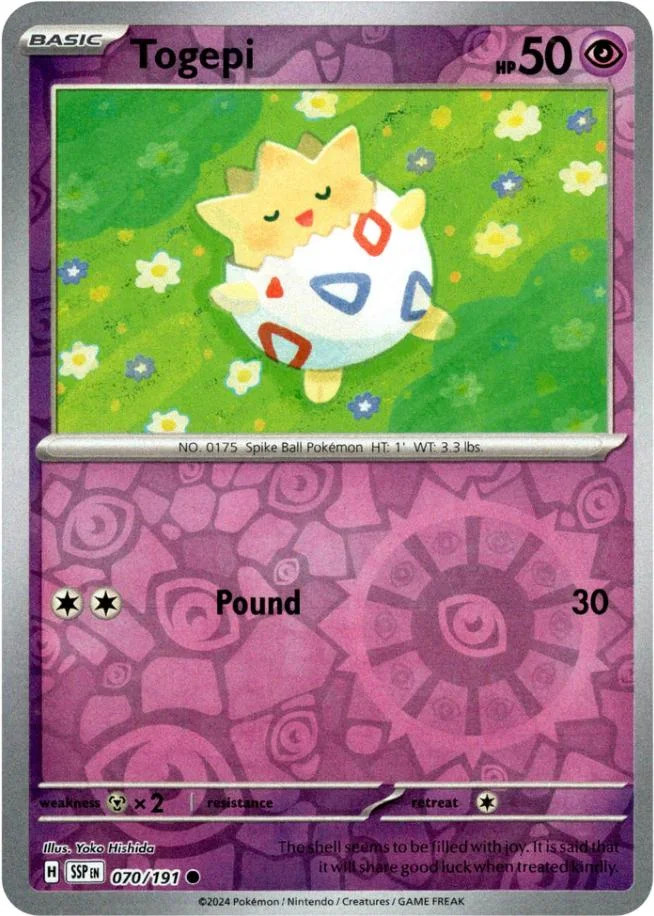 Togepi #070 — Fagulhas Impetuosas (Reverse Holo)