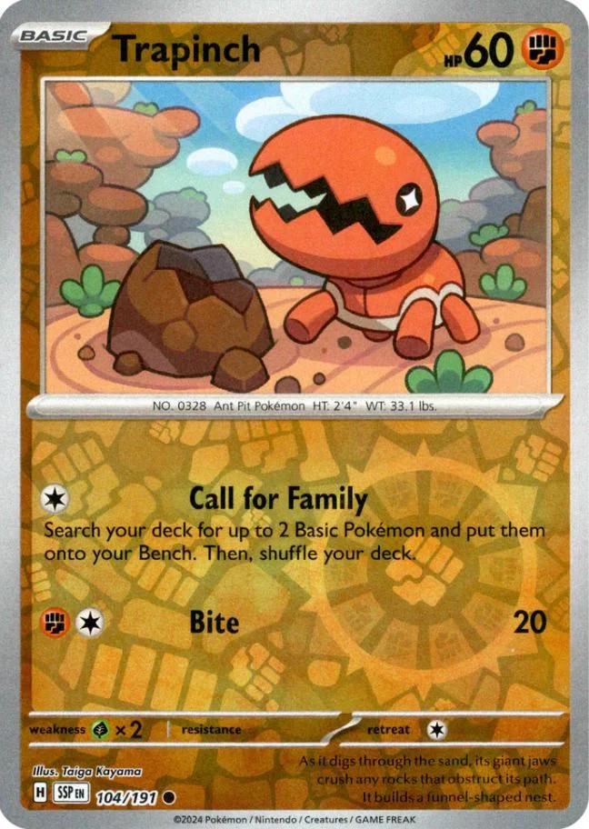 Trapinch #104 — Fagulhas Impetuosas (Reverse Holo)