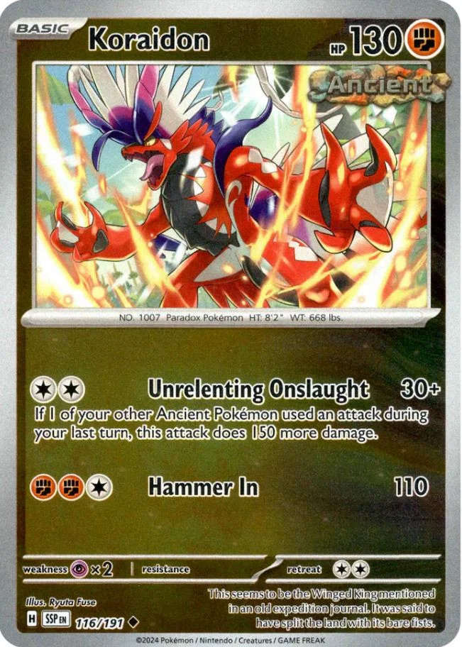 Koraidon #116 — Fagulhas Impetuosas (Reverse Holo)