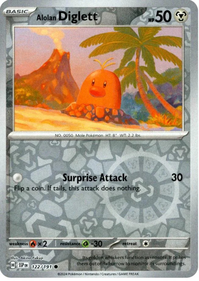 Diglett de Alola #122 — Fagulhas Impetuosas (Reverse Holo)