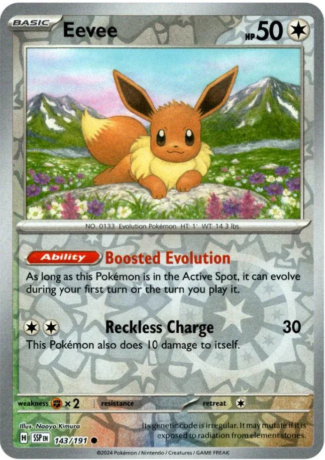 Eevee #143 — Fagulhas Impetuosas (Reverse Holo)