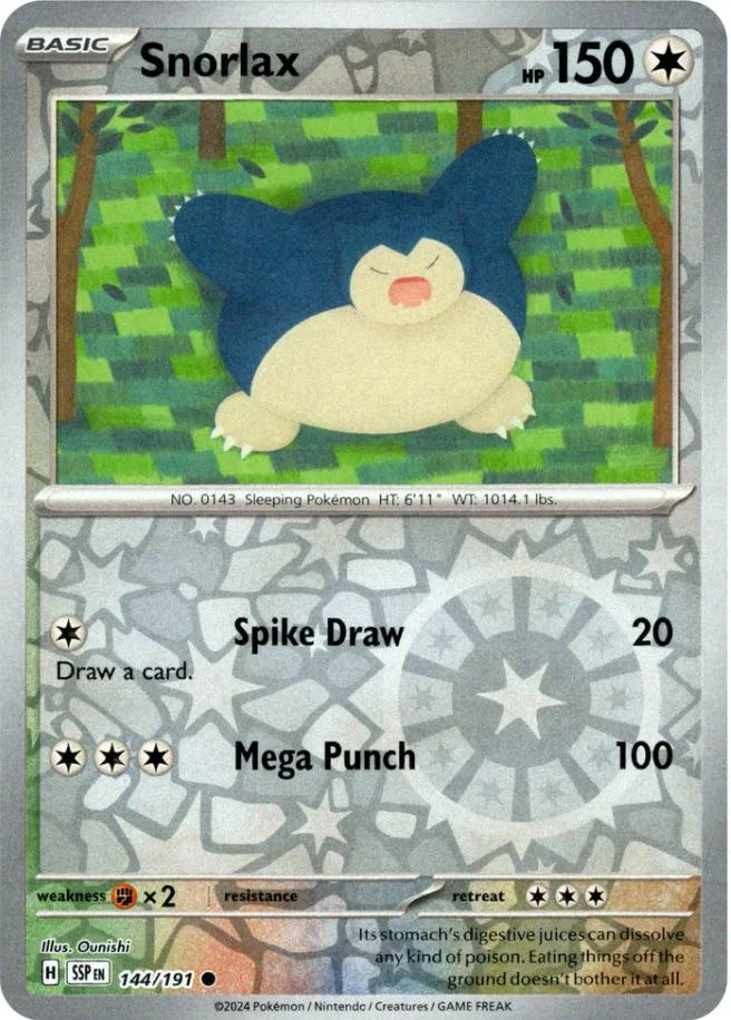 Snorlax #144 — Fagulhas Impetuosas (Reverse Holo)