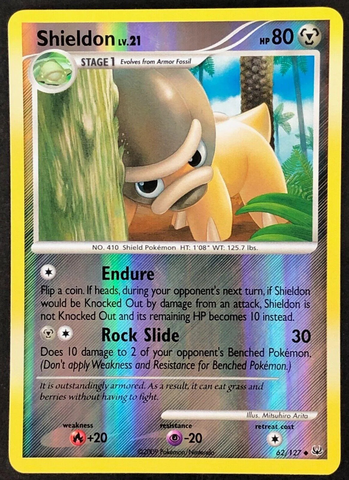 Shieldon Lv.21 #62 — Platino (Reverse Holo)
