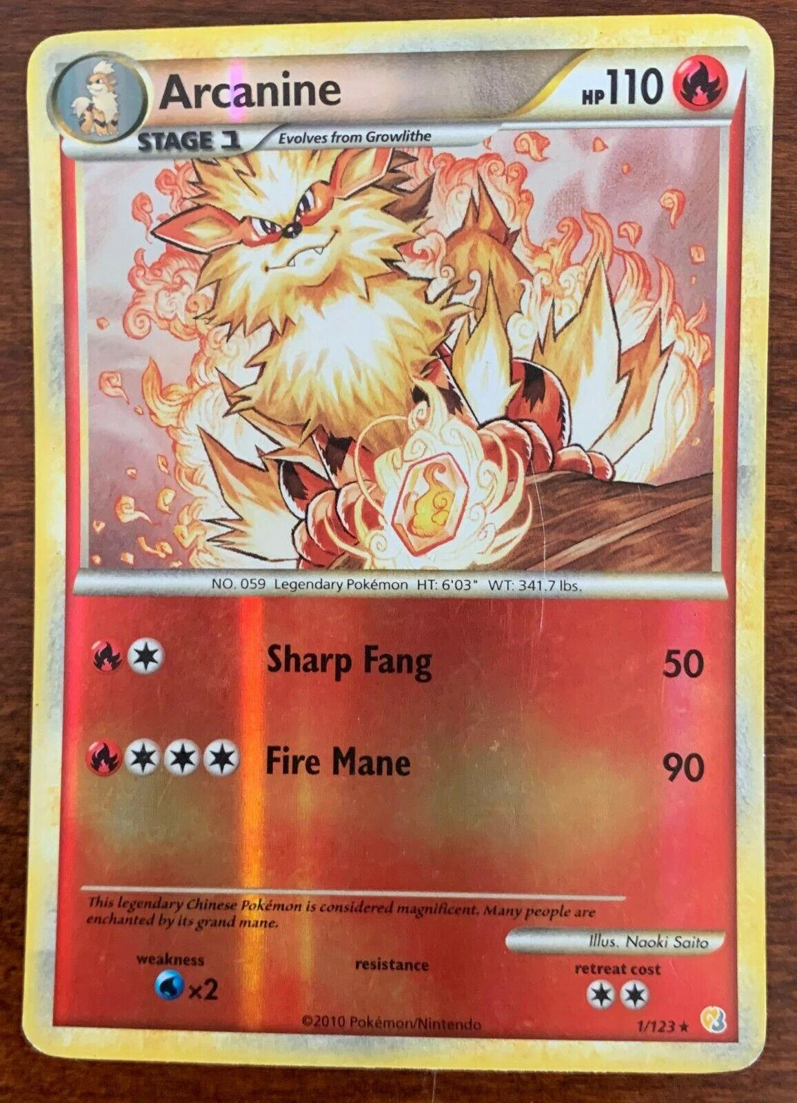 Arcanine #1 — HeartGold SoulSilver (Reverse Holo)