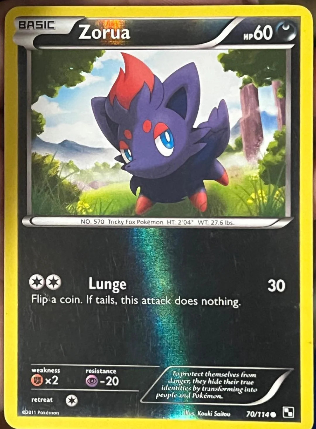 Zorua #70 — Black & White (Reverse Holo)